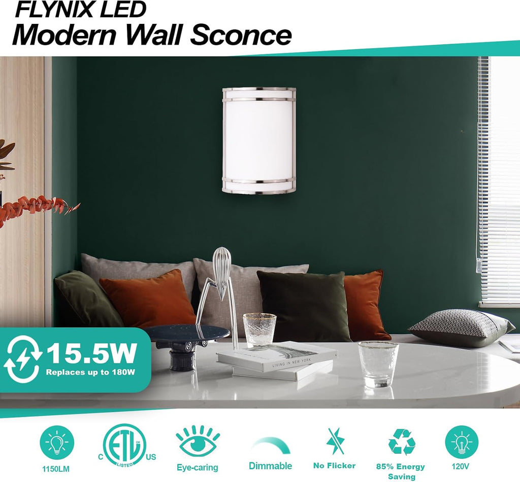 Indoor Wall Sconce, Half Cylinder Wall Light Fixture, 3000K 4000K 5000K Color Temperature Adjustable, Dimmable LED