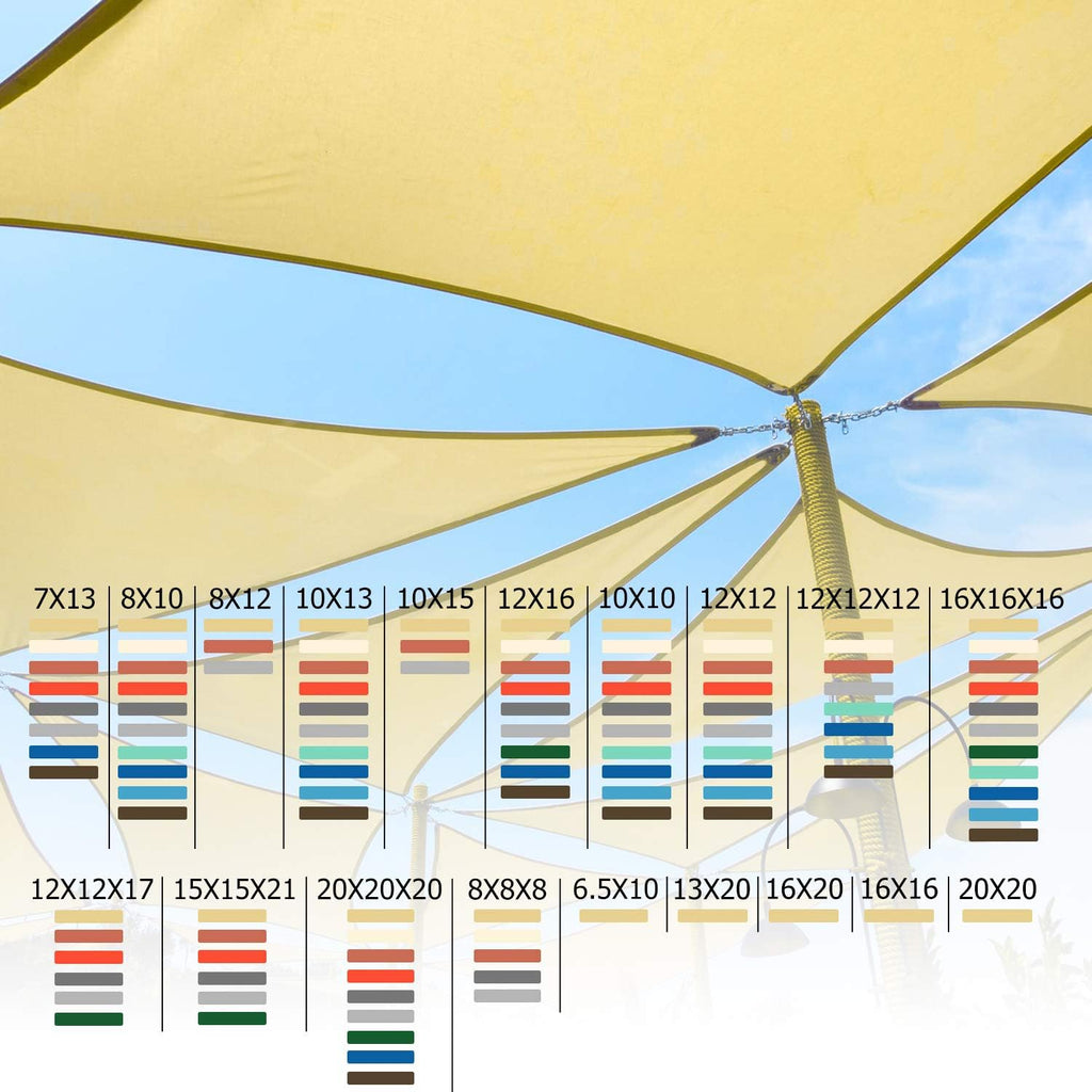 Shade Sail 20'X20'X28.3' Customizable Sunshade Canopy for Outdoor Patio Exterior, Sand Triangle Sun Shade UV Resistant