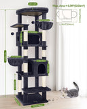 Heavy Duty Cat Tree, 74in Sturdy Cat Tower for Large Cats Adult, Big Cat Tree with 7 Sisal Scratching Posts