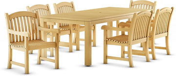 Pennsylvania 7-Piece Outdoor Rectangular Dining Table Set | Certified Teak | Ideal for Patio and Indoors