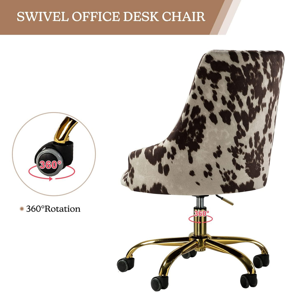 Upholstered Desk Chair Modern Armless with Wheels, Adjustable Swivel Fabric Task Chair for Living Room, Bedroom
