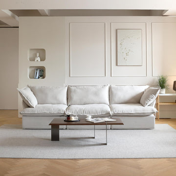 122.82" Cloud Couch Sectional for Living Room, Modular 3 Seats Sofas, Convertible Sectional Couches, Cushion Covers Removable, Two Corners and One Middle Sofa for Living Room (Beige)