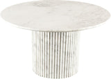 248White-DT48 Genoa Collection Art Deco Dining Table with Handcrafted Genuine Marble, White Marble with Light Grey
