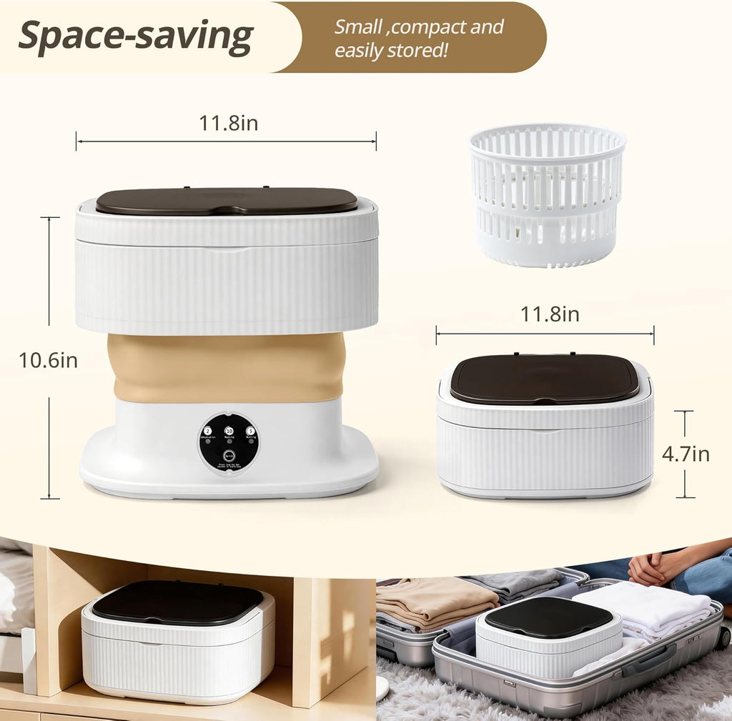 Portable Washing Machine, Mini Washer, 18L Upgraded with Spin Basket, Foldable Design Ideal for Apartment, portable