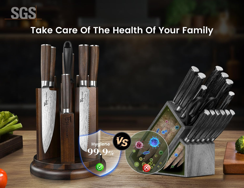 2026 Upgrade Knife Set 14 Piece Japanese Style Kitchen Knife Set With 360° Rotatable Magnetic Block, High Carbon
