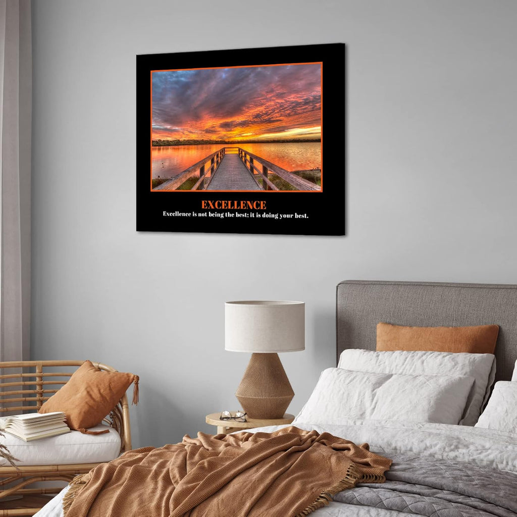 Excellence Canvas Quotes Art - Inspiring & Motivational Wall Prints Decor - Engaging Design with Uplifting Messages