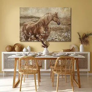 Horse Canvas Wall Art Large Brown Horse Painting Western Farmhouse Wall Decor Above Couch Rustic Animal Wall Art