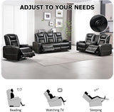 Home Theater Seating Seats, Theater Recliner Chair Sofa, PU Leather 3 seat Power Recliner Sofa with Cup Holders