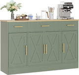 Buffet Cabinet with Storage,53.4" Large Kitchen Storage Cabinet with 3 Drawers and 4 Doors,Wood Farmhouse Buffet