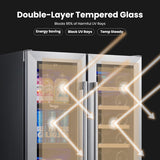 Wine and Beverage Refrigerator - 24 Inch Dual Zone Wine Fridge 60 Can & 20 Bottl