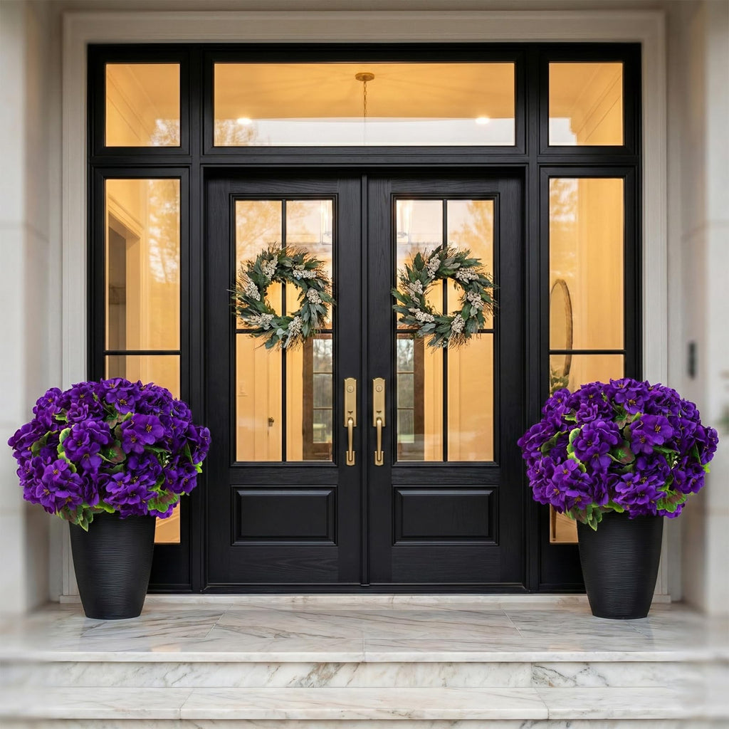 8 Pcs Geraniums Artificial Flowers for Outdoor Decor, Purple
