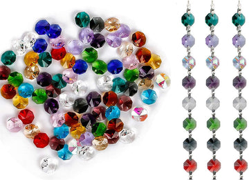100 Pcs 14mm Multicolor Octagon Crystal Beads Suncatcher Chandelier Decor - 100 Pcs Octagon Crystal Beads Chandelier
