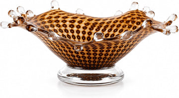 Hand Blown Glass Fruit Bowl,Tortoise Decorative Glass Bowl Countertop,Coastal Round Candy Dish for Fruit Snacks,Art