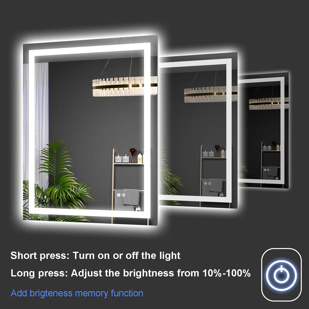 LED Bathroom Mirror 55"x36" Inch Lighted Bathroom Vanity Mirror with Lights, Large, Brighter Frontlit and Backlit