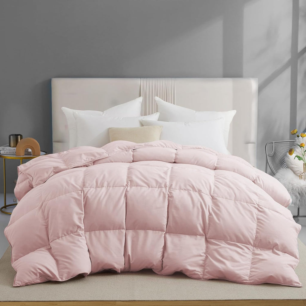 Goose Feather Down Fiber Comforter Queen, All Season Duvet Insert with Soft Downproof Cover