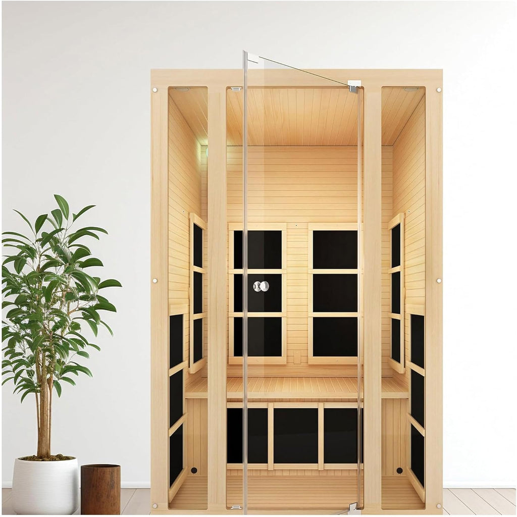 Lifestyles Joyous 2-Person Low EMF FAR Infrared Sauna with Chromotherapy Light for Home Indoor Spa Use