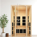JNH Lifestyles Joyous 2-Person Low EMF FAR Infrared Sauna with Chromotherapy Light for Home Indoor Spa Use