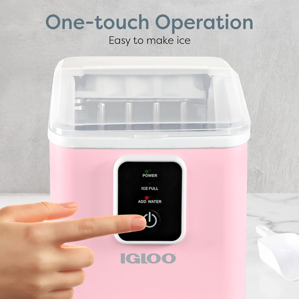 Portable Ice Maker with Scoop & Basket - Ice Maker with LED Control Panel & 1 Quart Water Tank- Ice Cube Maker