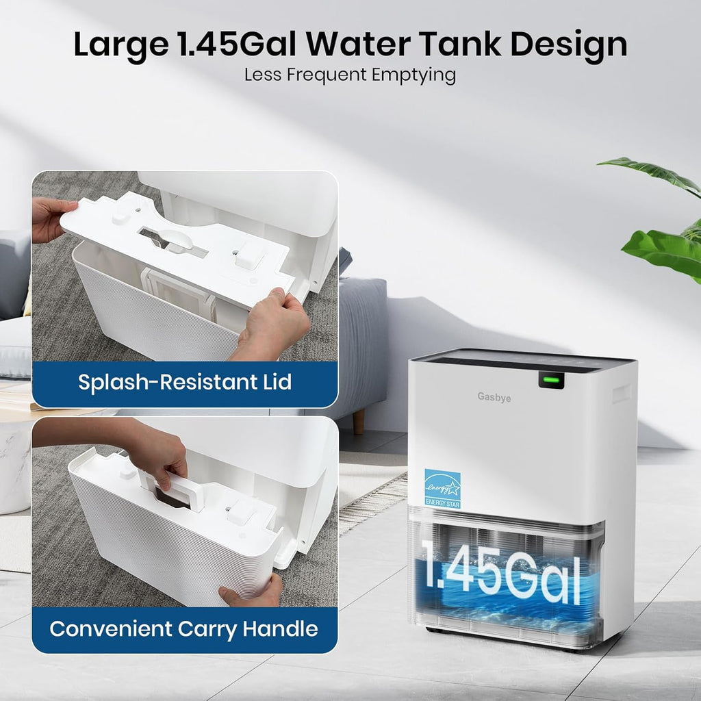 Energy Star 2026 Dehumidifier with [𝗥𝗲𝗽𝗹𝗮𝗰𝗲𝗮𝗯𝗹𝗲 Pump] for Basement - [44dB Quiet, Easy to Clean & Clog