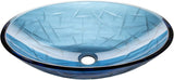 Eden Bath Blue Crystal Cut Oval Glass Sink Bowl Bathroom Vessel Sink for Vanity Top