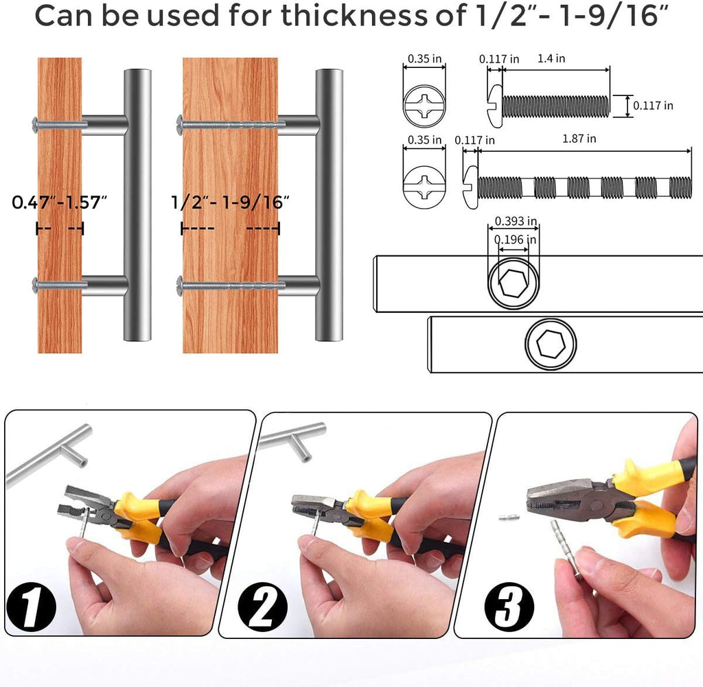 2 Pack 5'' Cabinet Pulls Matte Black Stainless Steel Kitchen Drawer Pulls Cabinet Handles 5”Length, 3” Hole Center