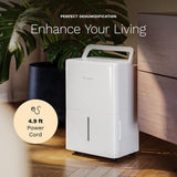 Dehumidifier 1,800 Sq Ft Wi-Fi (8 Pint MAX 24 Pint at 95°F, 90% RH) for Advanced Humidity & Moisture Control, Quiet