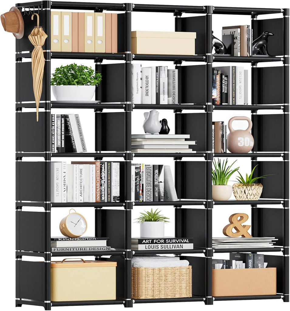 Bookcase, 18-Cube Extra Large Book Shelf, DIY Cube Storage Organizer - Black