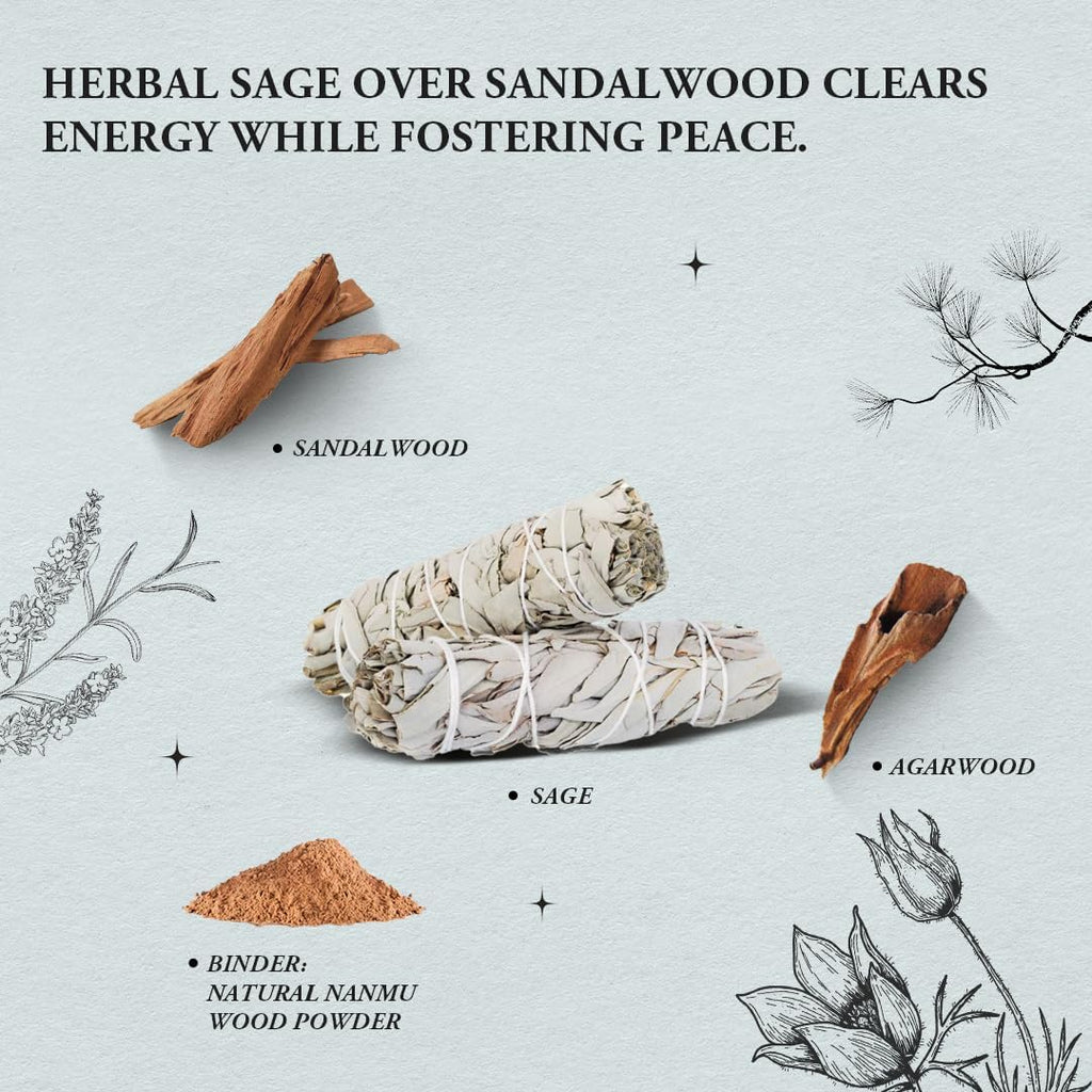 Innergy White Sage Square Incense Sticks, No Bamboo Core, Gift Set - Set of 20