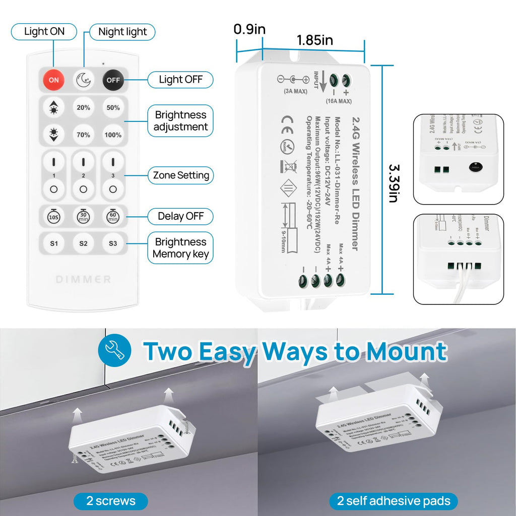 Under Cabinet Lighting Kit Plug in 21W 3000K Dimmable with Remote