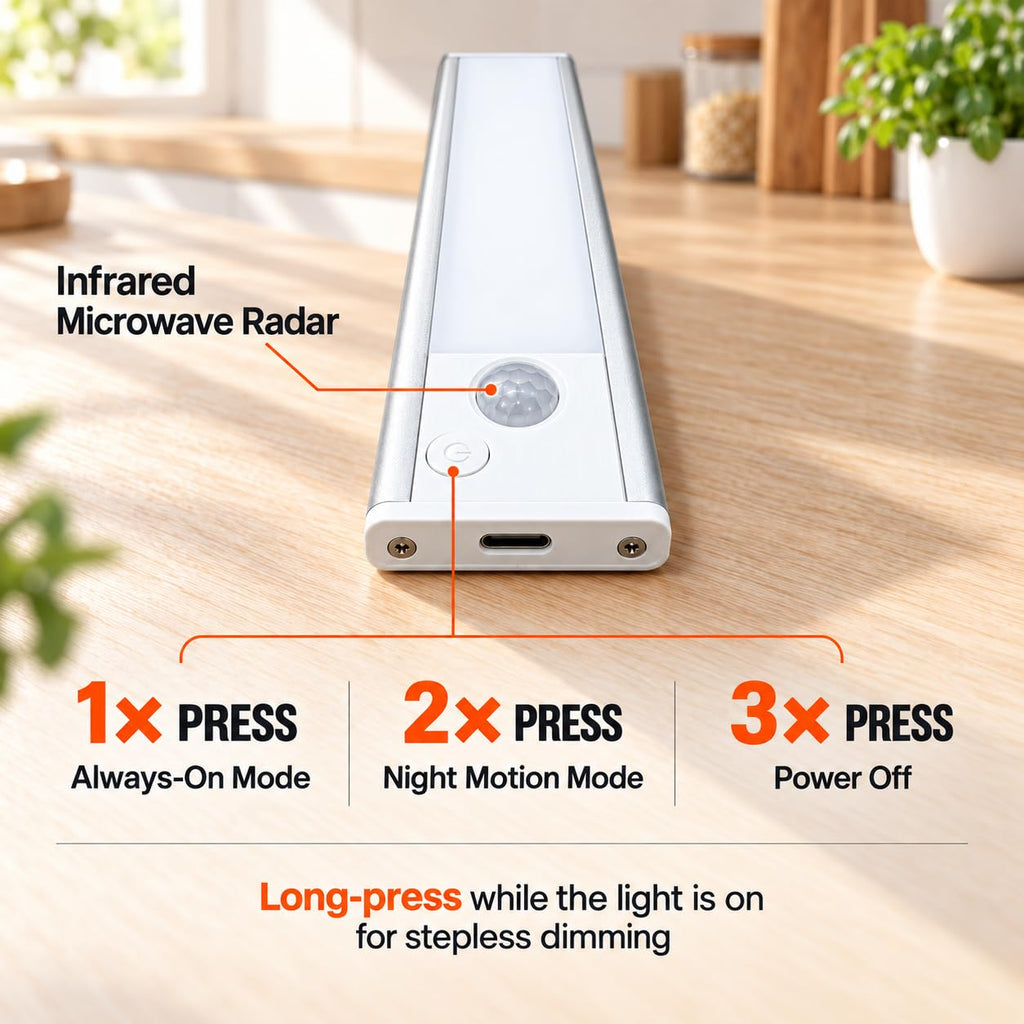 Under Cabinet Lighting, 10in Rechargeable Motion Sensor Lights 3pc