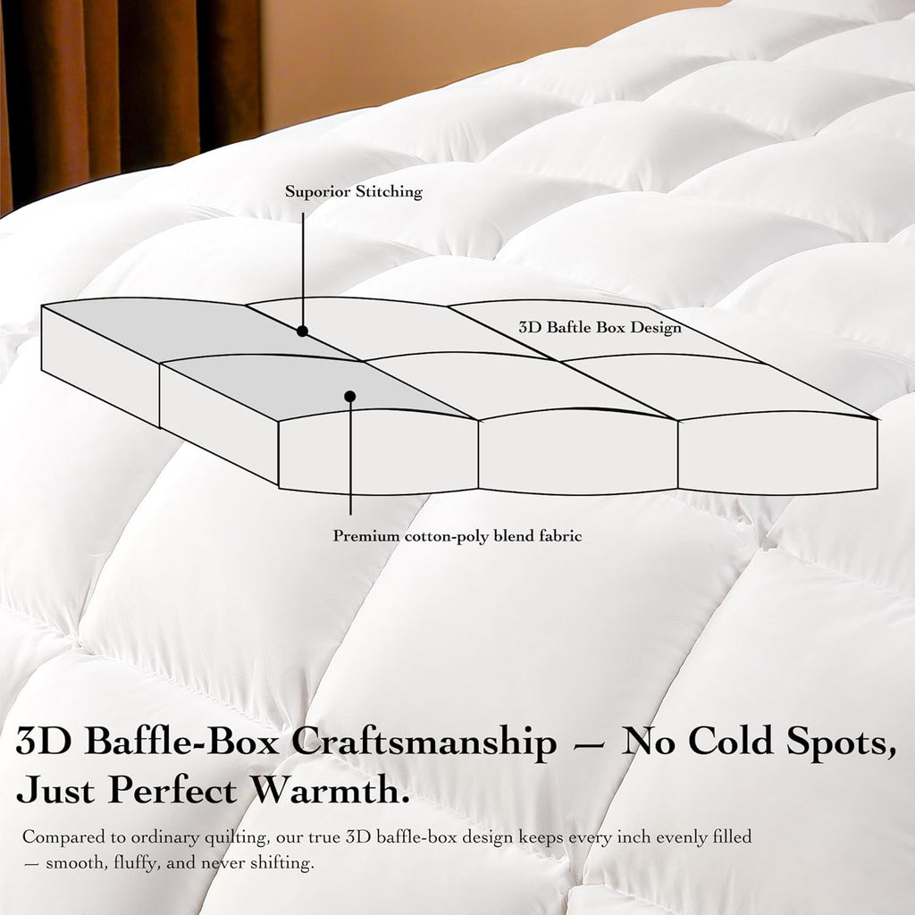 Goose Down Fiber Comforter King - All Season Naturally Breathable Down Comforters