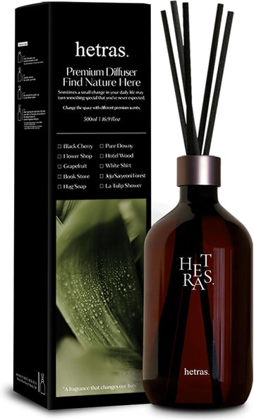 Premium Reed Diffuser Set (Hotel Wood Scent)-Large Capacity Home Fragrance | 16.9 fl.oz (500ml), 1 Pack with 5