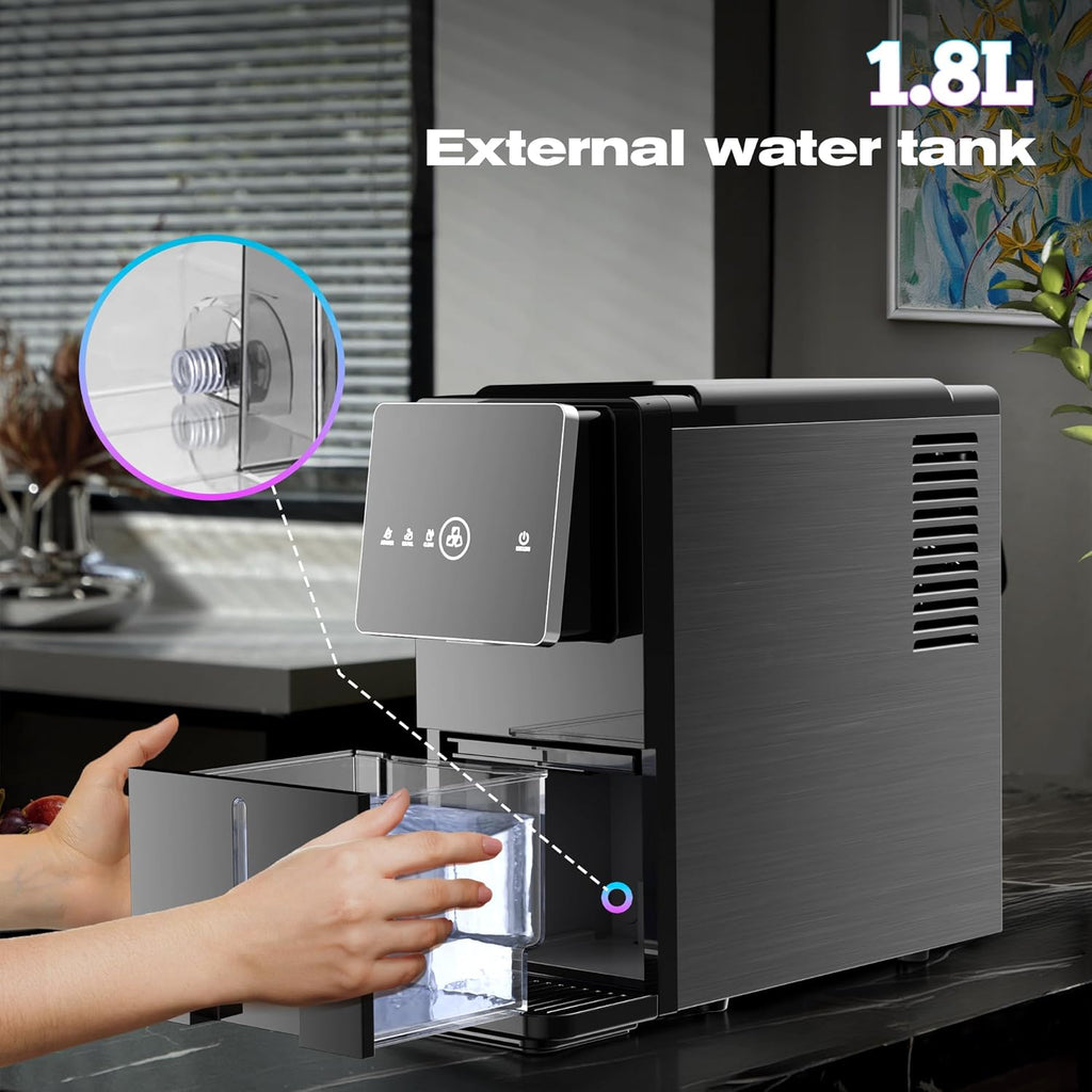 Countertop Nugget Ice Maker, 33LBS/24H, Soft Chewable Ice, One-Click, One-Touch Automatic Ice Dispensing