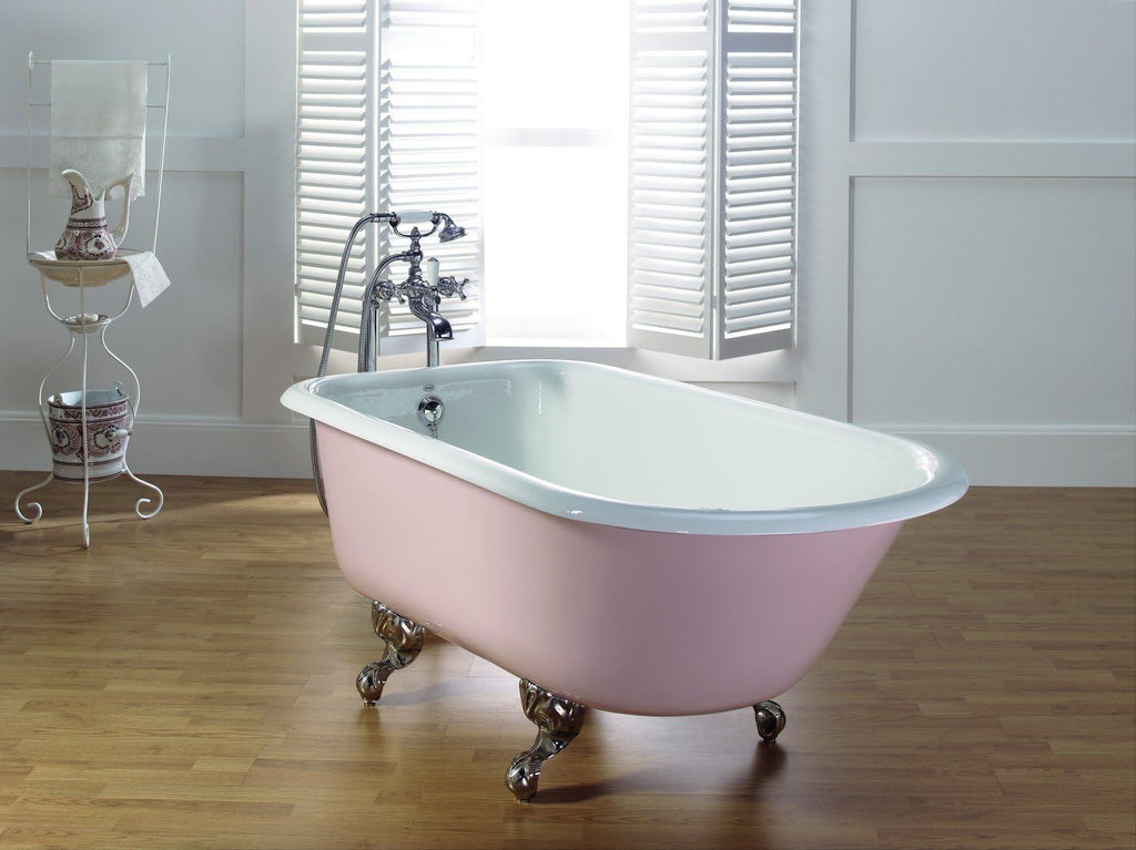 2094-WC-BN Products Traditional Cast Iron Bathtub with Continuous Rolled Rim Custom, 24" x 54" x 30", Chrome, White