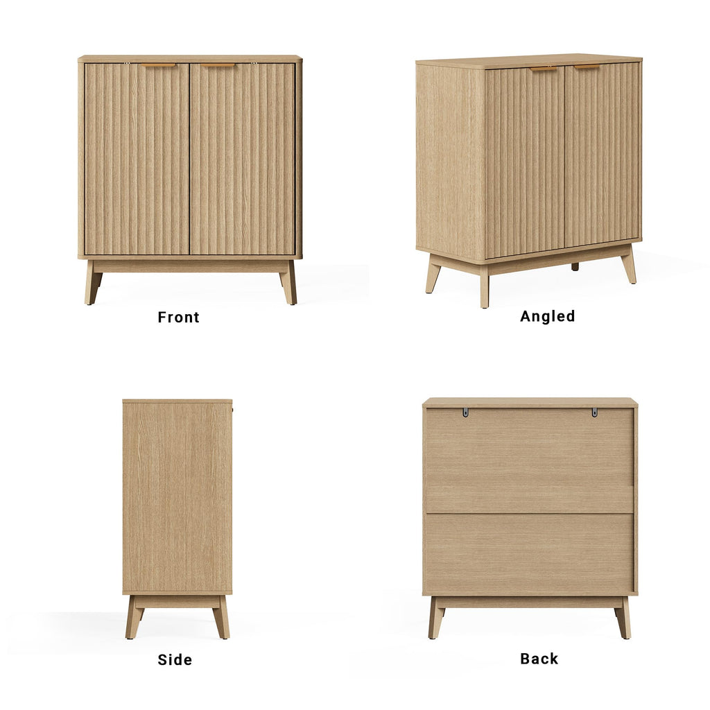 Sideboard Cabinet, Small Buffet Cabinet, Modern Fluted Storage Cabinet with Adjustable Shelf & Doors, Accent Credenza