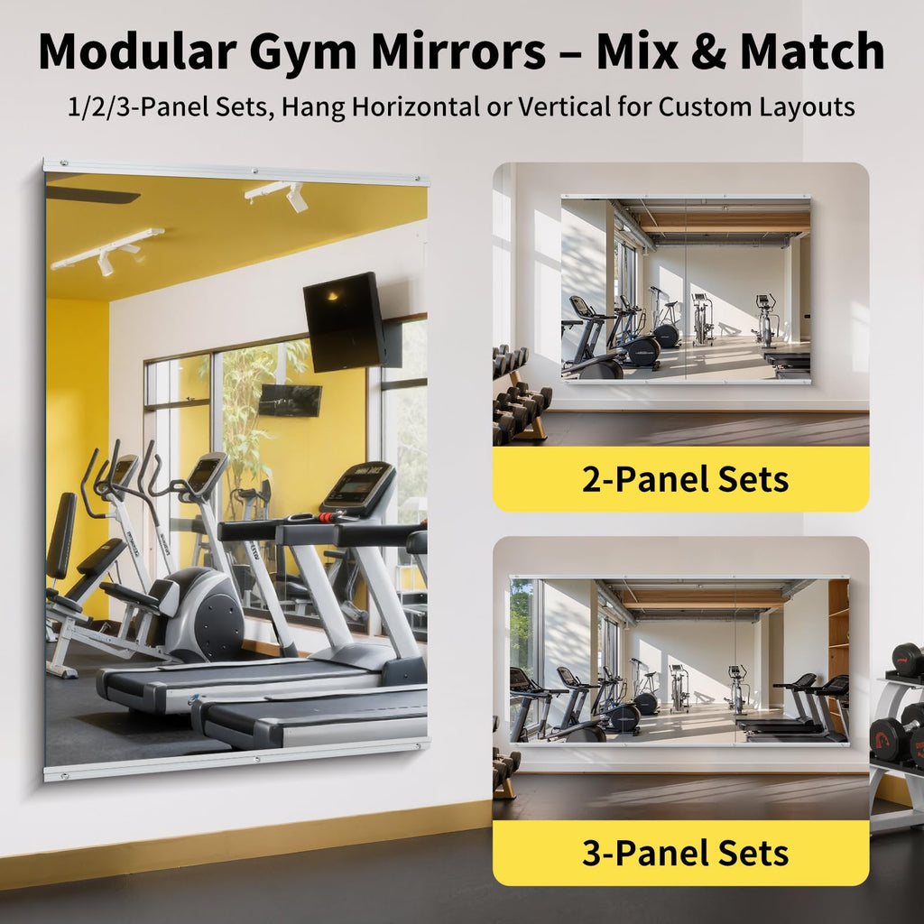 60x40 Gym Mirrors, 1-Pack, Frameless, Wall Mounted