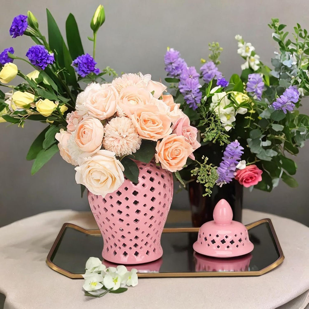 Ceramic Ginger Jar Ceramic Vase Porcelain Temple Jar Decoration Organizer Elegant Collection Decorative Jar for Table