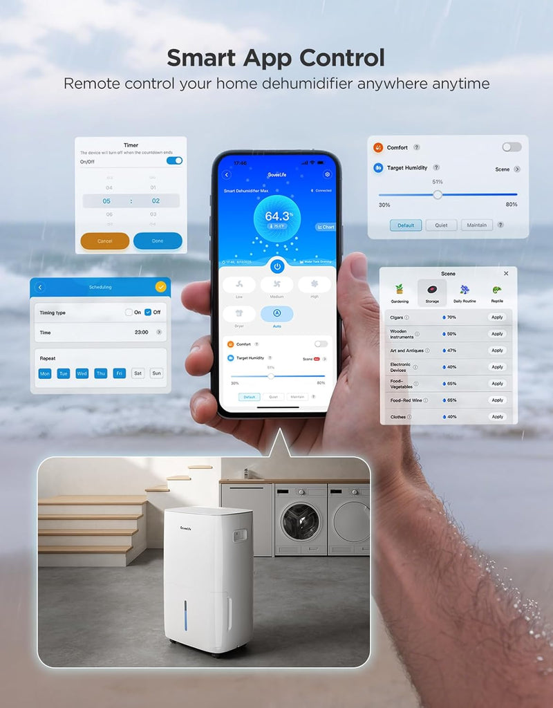 Dehumidifier for Home 4,500 Sq. Ft. 50 to 137 Pint with Pump, Drain Hose
