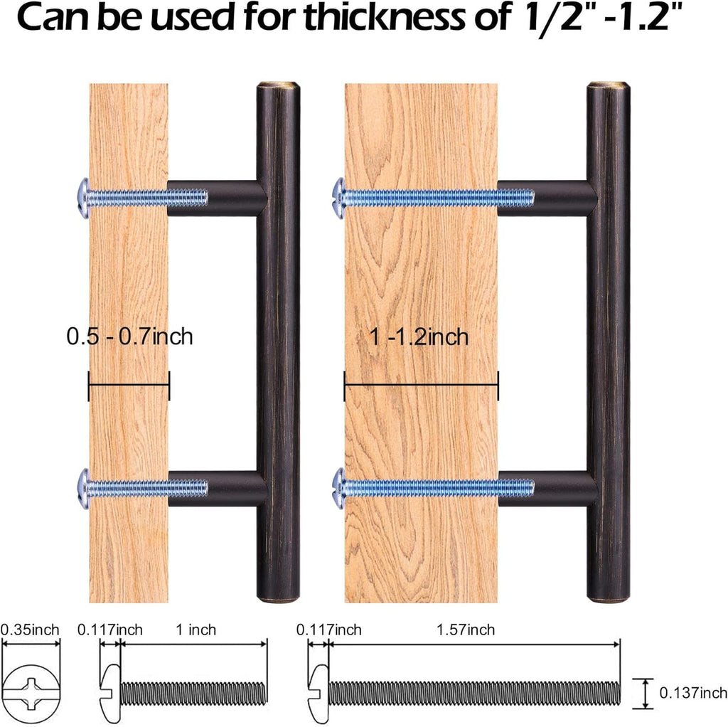 30 Pack Bronze Solid Cabinet Handles Drawer Pulls, 5.38-inch/136mm Length (3-inch Hole Center) Door Handle (1/2-inch