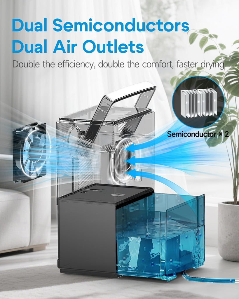 Small Dehumidifier with Drain Hose, Portable Dehumidifier for Bathroom
