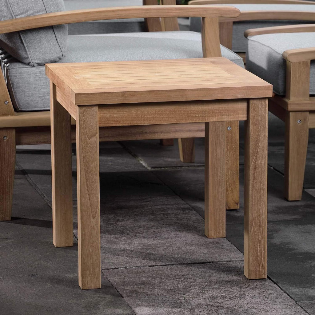 Marina Premium Grade A Teak Wood Outdoor Patio Square Side End Table in Natural