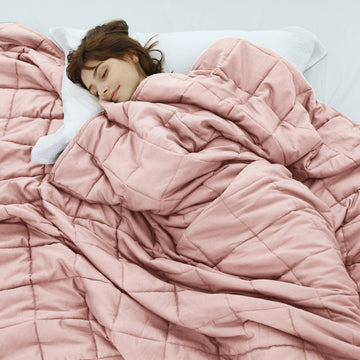 Blanket for Adults (Coral Pink, 48"x72", 20lbs) Cooling Breathable Heavy Blanket with Premium Glass Beads All-Season