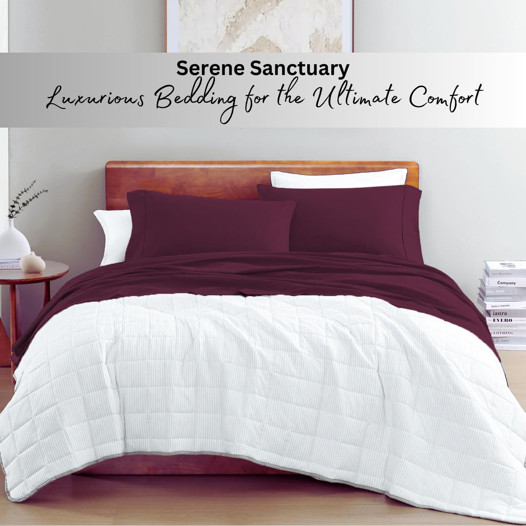 King Sheets 100% Organic Cotton 4pc Percale Soft - Windsor Wine