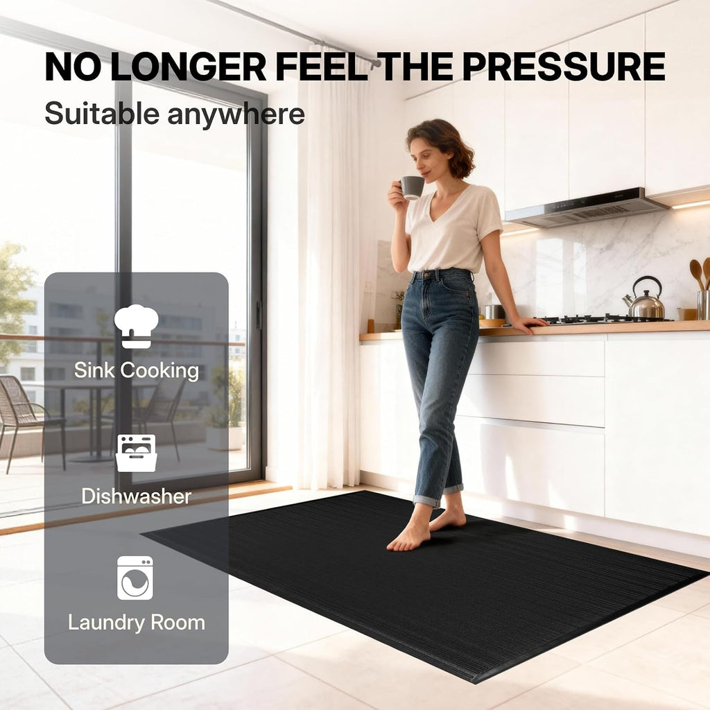 Anti Fatigue Mat, Fatigue Mats for Standing, Ribbed, 8 x 3 ft, 5/8" Thick, Waterproof PU, Slip-Resistant