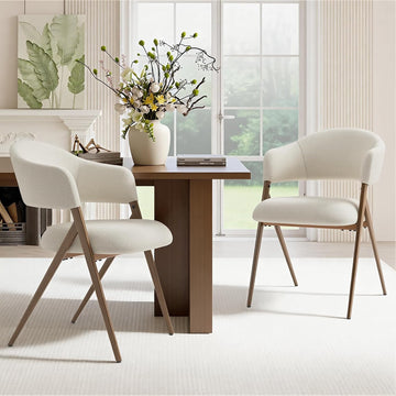 Dining Chairs Set of 2, Modern Fabric Upholstered Dining Room Kitchen Side Chairs with Iron Legs