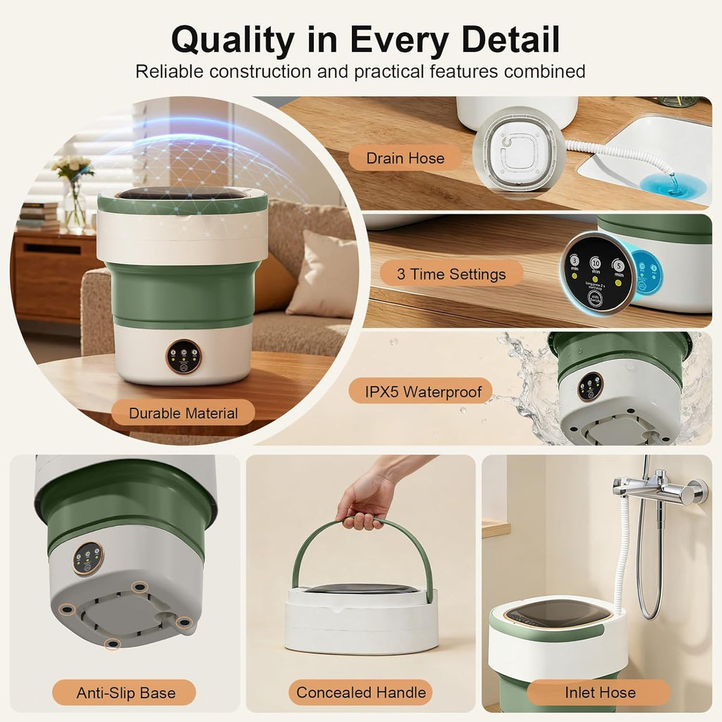 Portable Washing Machine - 20L Mini Foldable Washer with Spin Basket, 3 Cleaning Modes & Deep Cleaning for Small