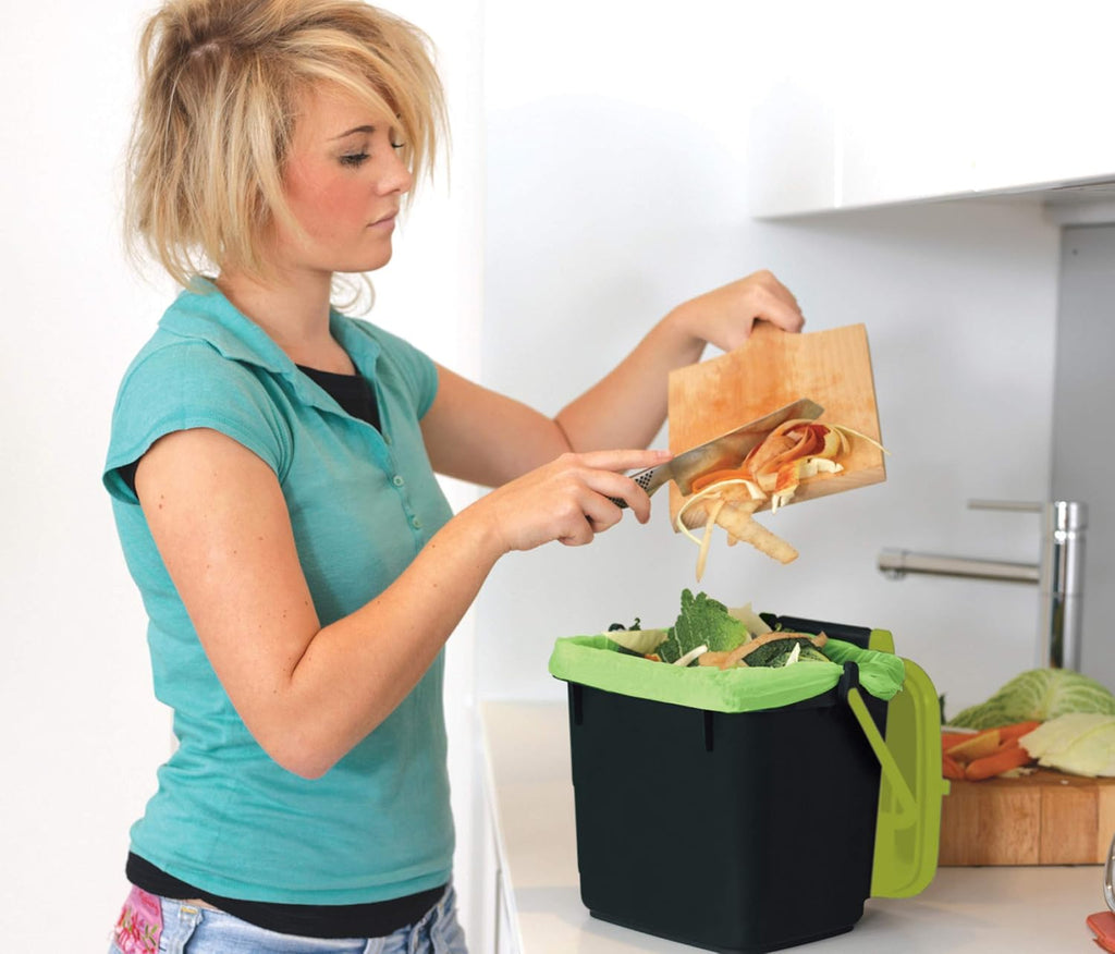 Two Stage 65 gal Compost Tumbler with Large Double Doors and Open Frame and Comes with Compost Cart, 1.85 Gal Kitchen