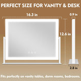Lighted Makeup Mirror 16.3"x12.6", Hollywood Vanity Mirror with 10X Magnifier, 3 Color LED Lighting Modes, Smart Touch