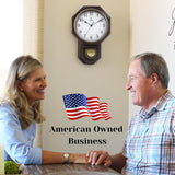 Chiming Wall Clock with Pendulum - Schoolhouse Regulator Clock with Westminster Chime - Battery Operated for Living Room, Office & Home Decor 17x11 A134-B0D7J8CYYV