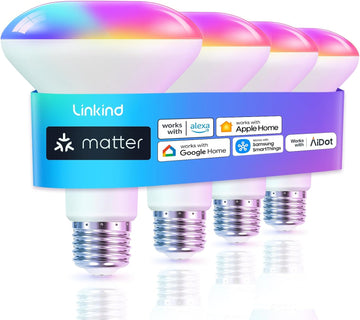 Matter Smart Light Bulb, BR30 Smart Bulbs, Recessed LED Color Changing Light Bulbs RGBTW, E26 Smart Flood Light Bulbs